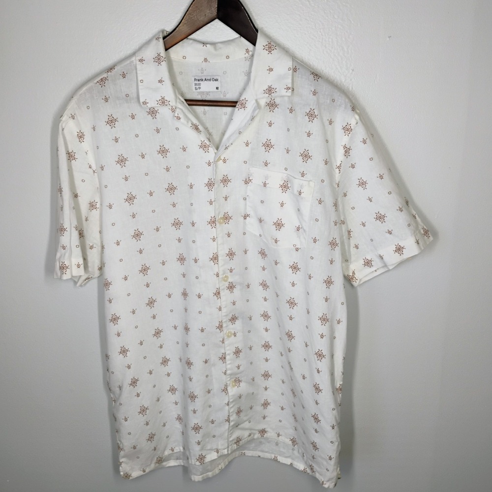 Frank And Oak Mens Button Down Shirt Small White Hemp Organic Cotton Sustainable